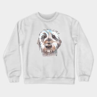 Does my hair look good? Dog portrait illustration in watercolors Crewneck Sweatshirt